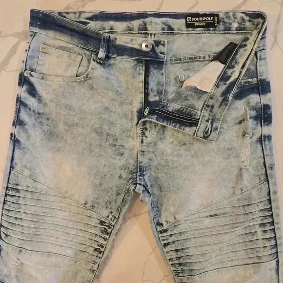 South Pole Skinny Distressed Light Wash Jeans Mens Size 34 - Picture 8 of 11